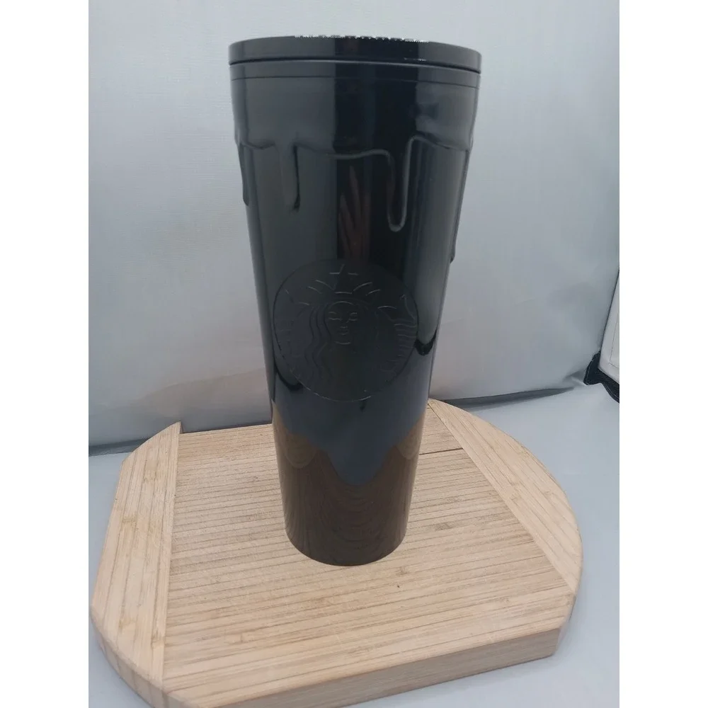 Starbucks Black Drip Tumbler‎ Slime Halloween 2024 24 Oz No Straw